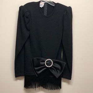 Vintage 2-pc black knit dress, size 8